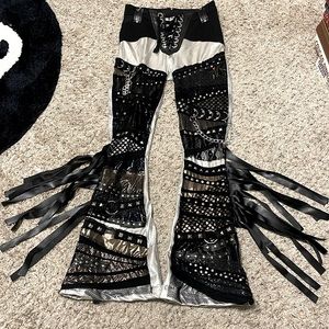 My Little Halo one of a kind!  Silver and black rocker pants!  Size Small